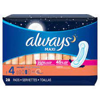 ALWAYS OVERNIGHT SIZE 4 - 28 COUNT